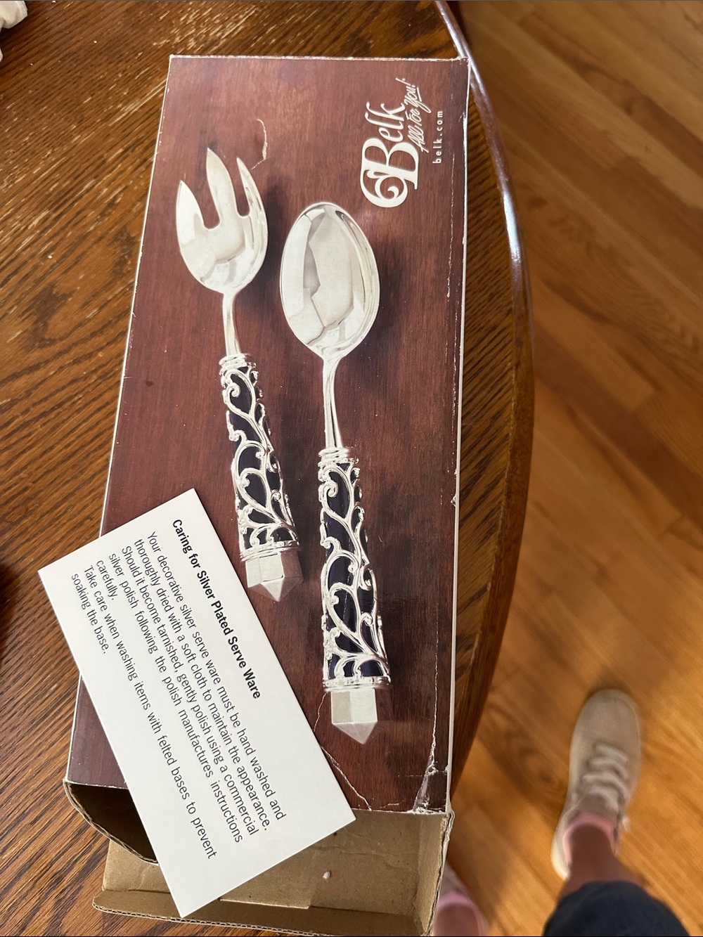 belk Silver-Tone Ornate Serving Spoon and Fork Set